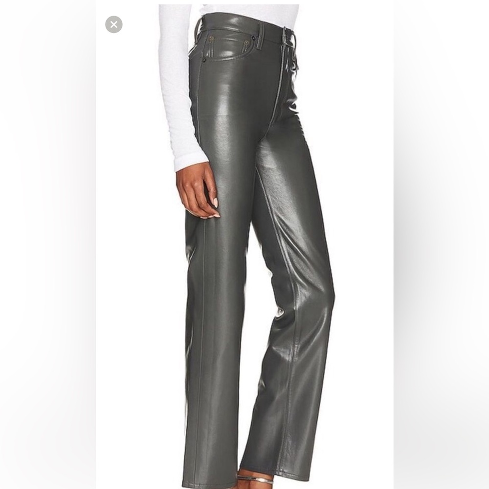 AGOLDE 90s Pinch Waist recycled leather gray pants 24 - Picture 3 of 12